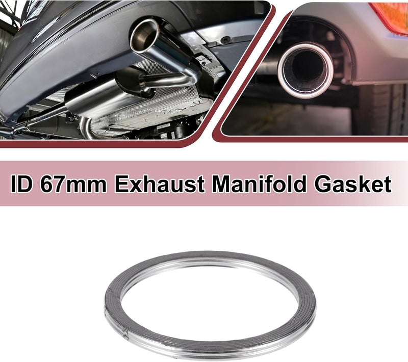 REPAIROCK ID 67mm Exhaust Manifold Gasket Prevent Leak Noise Exhaust Donut Gasket Muffler Ring Exhaust Flange Gasket for Car SUV Truck Graphite Stainless Steel - Image 2